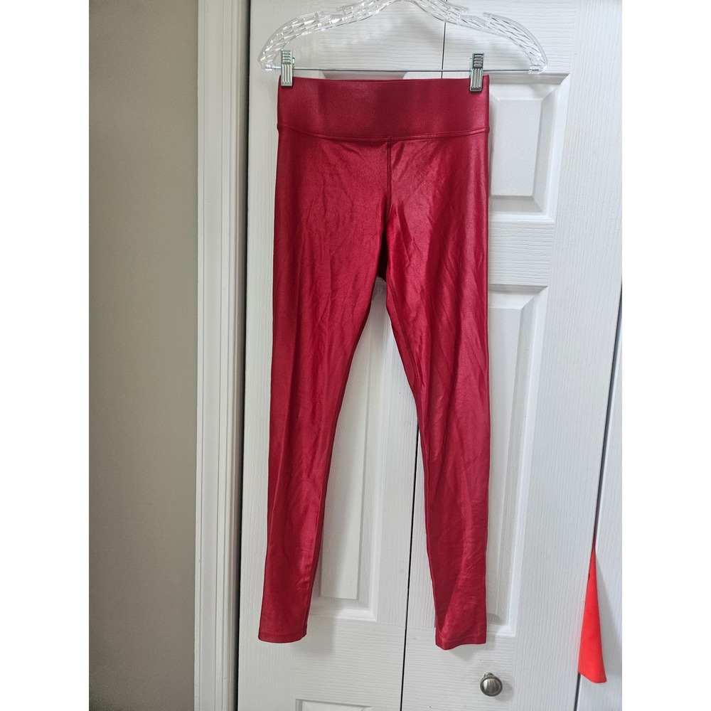 Carbon38 High Rise Metallic Takara Leggings Red CR8412A Womens Small
